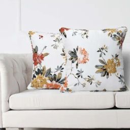Swayam White & Yellow Cotton 200 TC Cushion Covers - Set of 2-image-21