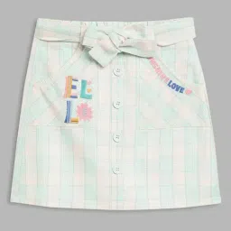 Elle Kids Light Green Checks Skirt-image-57