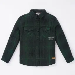 Ed-a-Mamma Kids Green & Black Cotton Chequered Full Sleeves Shirt-picture-13