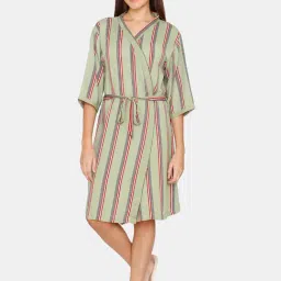 Coucou by Zivame Green Striped Robe-image-22