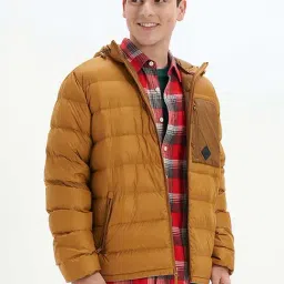 American Eagle Outfitters Yellow Slim Fit Quilted Hooded Jacket-image-4