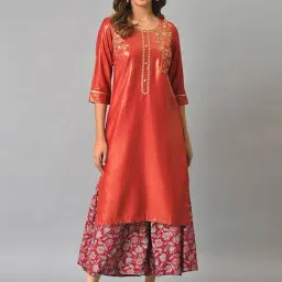 Aurelia Women Maroon Geometric Print Rayon Kurta Set with Culottes-image-26