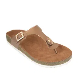 Mozafia Women's Gold T-Strap Sandals-image-8