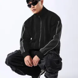 The Souled Store Black Solid Relaxed Fit Jacket image 4