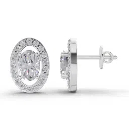 Sparkles 14k (585) White Gold Lab Grown Diamond 1.93 CT Celeste Oval Diamond Earrings image 2