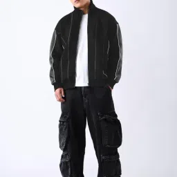 The Souled Store Black Solid Relaxed Fit Jacket image 3