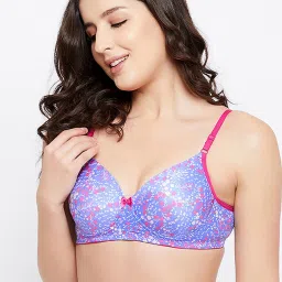 Clovia Blue Floral Print Full Coverage Bra image 3