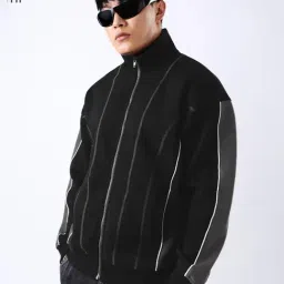 The Souled Store Black Solid Relaxed Fit Jacket image 1