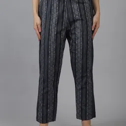 CORSICA Women Striped Tailored Relaxed Fit Cotton Trousers-image-71
