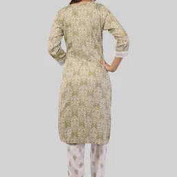 EELIKA Ethnic Motifs Printed Patchwork Pure Cotton Kurta With Trousers & Dupatta image 3