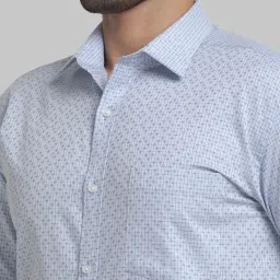 Park Avenue Blue Cotton Slim Fit Printed Shirt image 5