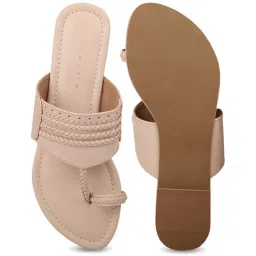 Design Crew Women's Beige Toe Ring Sandals image 3