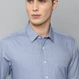 Louis Philippe Blue Cotton Slim Fit Printed Shirt image 4