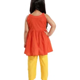 VASTRAMAY Kids Red & Yellow Cotton Kurta & Pants image 2