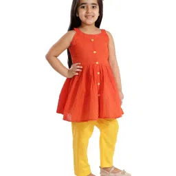 VASTRAMAY Kids Red & Yellow Cotton Kurta & Pants image 3