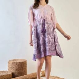 The Kaftan Company Lavender Polyester Regular Fit Print SleepwearRobes-picture-6