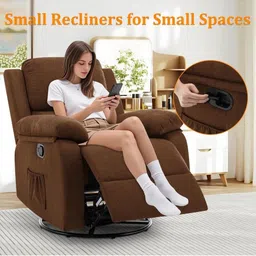 FRIENDS LIFE Brown 1 Seater Manual 360 Swivel Recliner image 3