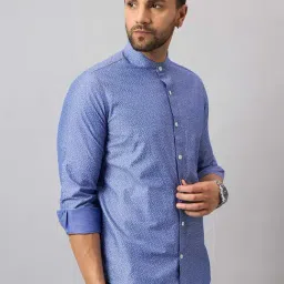 Club York Blue Regular Fit Printed Shirt image 3