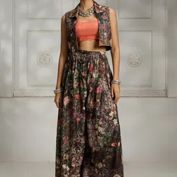 Rivaar By Rocky Star Printed Crop Top With Palazzo & Jacket Co-Ords-picture-30