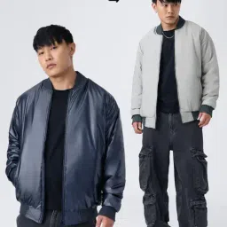 The Souled Store Blue Polyester Solid Relaxed Fit Jacket-picture-25
