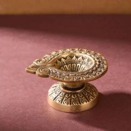 Fabindia Home Mehnoor Gold Brass Oil Lamp-picture-19