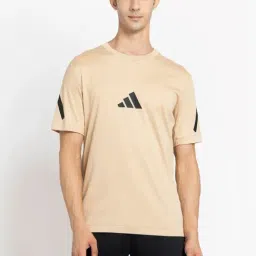 Adidas Beige Cotton Regular Fit Logo Printed Sports T-Shirt-image-21
