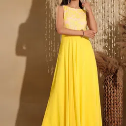 Miss Chase Floral Self-Designed Fit & Flare Maxi Dress-picture-29