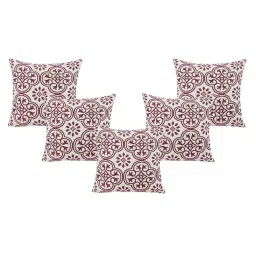 Saral Home White & Maroon Cotton Cushion Covers - Set of 2 image 2