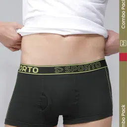 Sporto Olive Cotton Regular fit Solid Trunk (Pack of 2)-picture-11