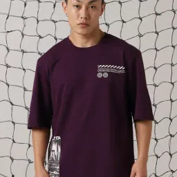 Hubberholme Purple Cotton Boxy fit Print T-Shirts-picture-14
