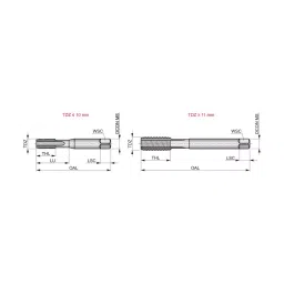 Dormer Pramet Straight Flute Hand Taps 8 mm Dia, 1.25 mm Thread Pitch, 72 mm Overall Length, E500M8NO1 image 2