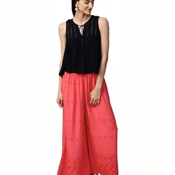 MIXFIT Women Ethnic Motifs Embroidered Relaxed Fit Mid-Rise Pleated Culottes Trouser-image-99