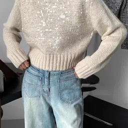 StyleCast Women Cable Knit Pullover with Embellished Detail-image-93