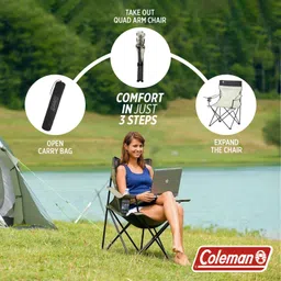 coleman Foldable Camping Standard Quad Armchair with Integrated Mesh Cup Holder, Khaki image 3