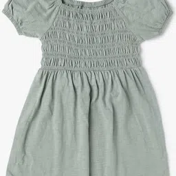 GAP Girls Puff Sleeve Square Neck Smocked Fit & Flare Dress-picture-0