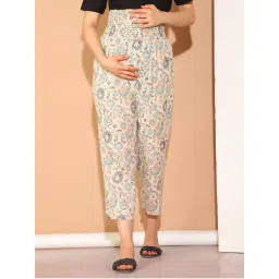 Moms Maternity Womens Cotton Slub High Rise Smoking Maternity Trousers-picture-11