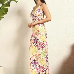 TANDUL Women Floral Printed Shoulder Straps Maxi Dress image 5