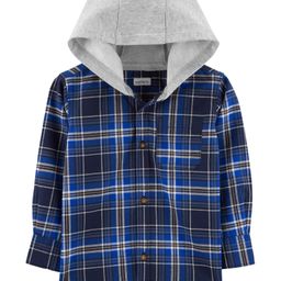 Carter's Plaid Button-Front Hooded Shirt - Blue-picture-14