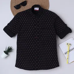 BAATCHEET Cotton Woven Full Sleeves Floral Printed Shirt - Black-picture-21