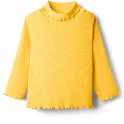 Babyhug Cotton Knit Full Sleeves Solid Color Turtle Neck Winter T-Shirt - Yellow-image-41