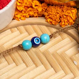 Look and Adorn Unisex Blue Evil Eye Rakhi image 3