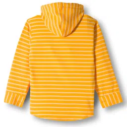 Dapper Dudes Full Sleeves Striped Hooded Shirt With Attached Tee - Gold image 3