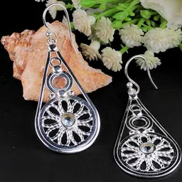 Zhupuk Silver-Plated Brass Crystals Drop Earrings-picture-38