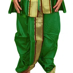 Exotic India Men Ready to Wear Dhoti and Veshti Set With Woven Golden Border image 2