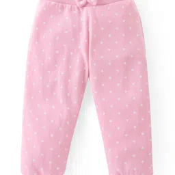 Babyhug Cotton Knit Full Length Lounge Pants Floral & Polka Dots Print with Bow Applique Pack of 3 - Multicolour image 4