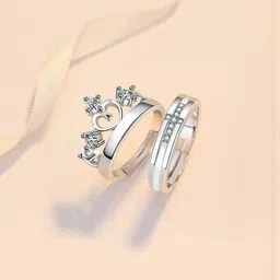 Teeragaj Unisex Set Of 2 Stone-Studded Couple Finger Rings-picture-36