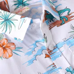 Rikidoos Full Sleeves Beach Theme Printed Shirt & Cap - Multi Colour image 4