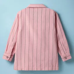 Rikidoos Full Sleeves Striped Shirt & Move Fast Text Printed Tee - Pink & White image 5