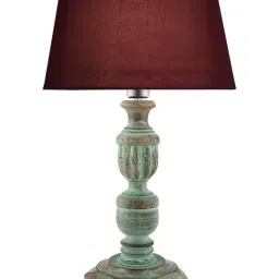 Homesake Turquoise Wooden Table Lamp (Bulb Included) - Set of 1 image 2