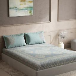 DDecor Ethnic Blue 145 TC Cotton King Bedsheet with 2 Pillow Covers-picture-36